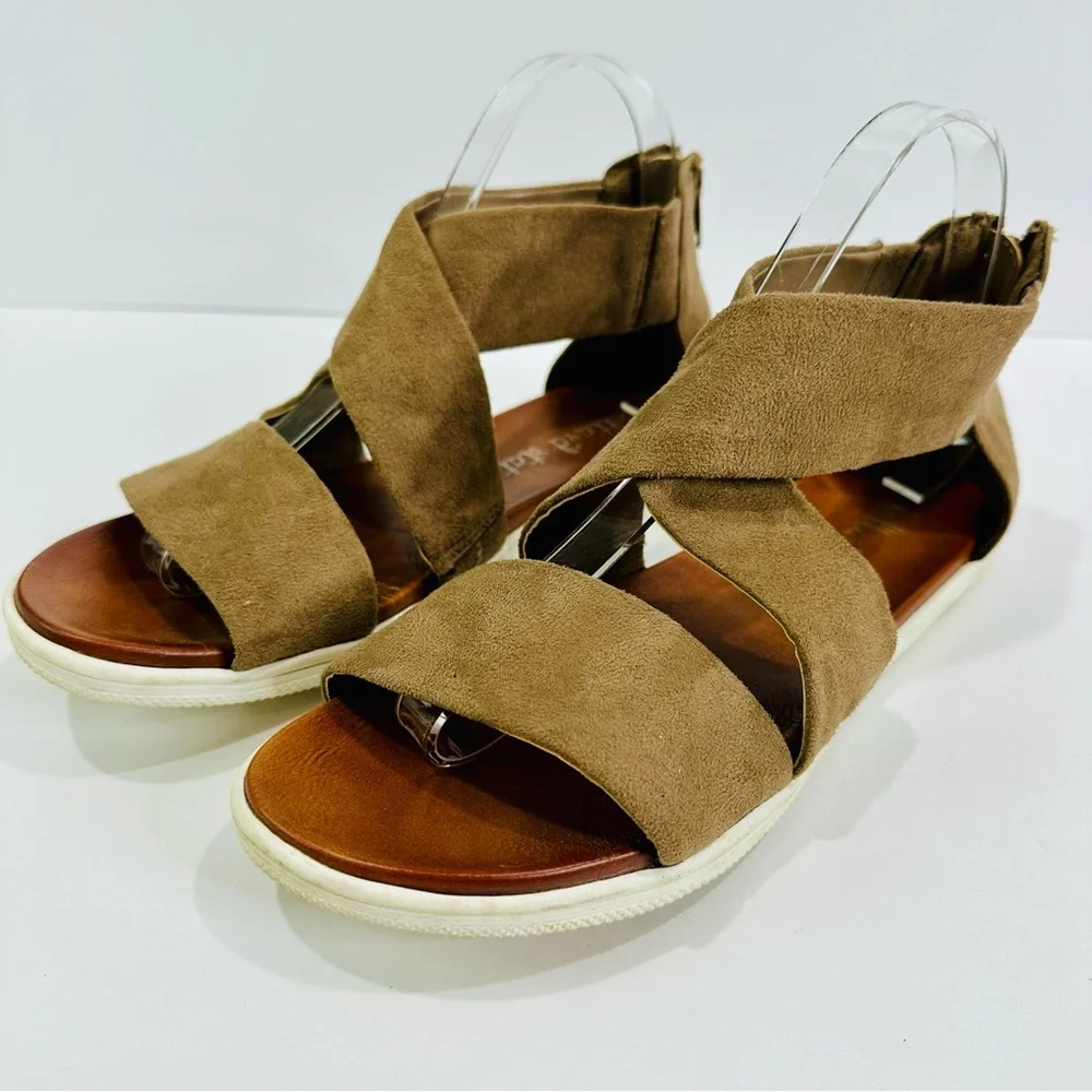 🎀 ALTARD STATE WOMEMS SIZE 9M REAR ZIP MICROFIBER BRUSHED SUEDE STYLE SANDALS - Picture 3 of 14